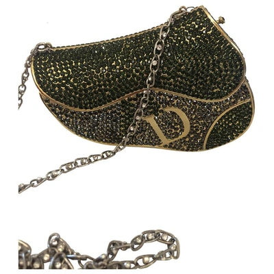 Pre-owned Dior Saddle Glitter Handbag In Gold