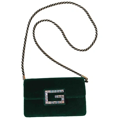 Pre-owned Gucci Square G Velvet Crossbody Bag In Green