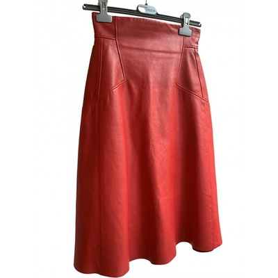 Pre-owned Alexander Mcqueen Red Leather Skirt