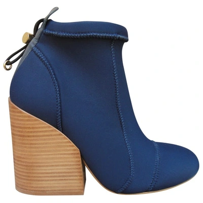 Pre-owned Chloé Cloth Ankle Boots In Blue