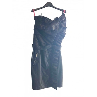 Pre-owned Dsquared2 Leather Mid-length Dress In Black