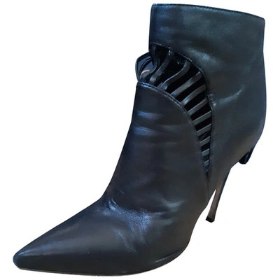 Pre-owned Sergio Rossi Leather Ankle Boots In Black