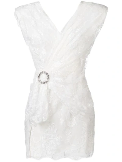 Alessandra Rich Lace Mini Dress In White