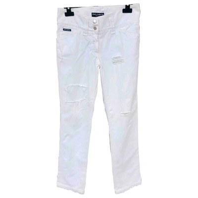 Pre-owned Dolce & Gabbana Straight Trousers In White
