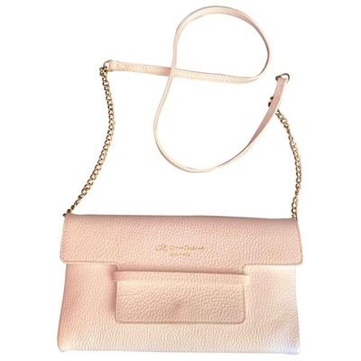 Pre-owned Cruciani Leather Clutch Bag In White