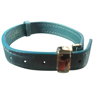 Pre-owned Lalique Leather Bracelet In Turquoise