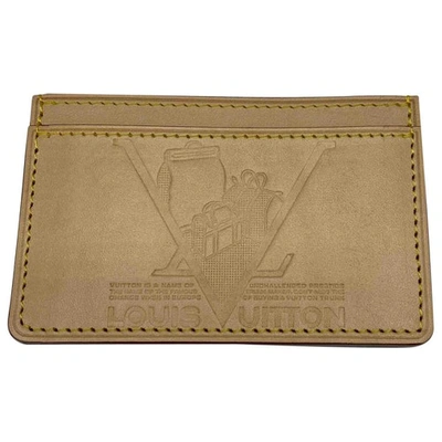 Pre-owned Louis Vuitton Leather Card Wallet In Beige