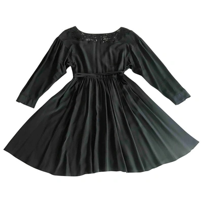 Pre-owned Miu Miu Silk Mini Dress In Black