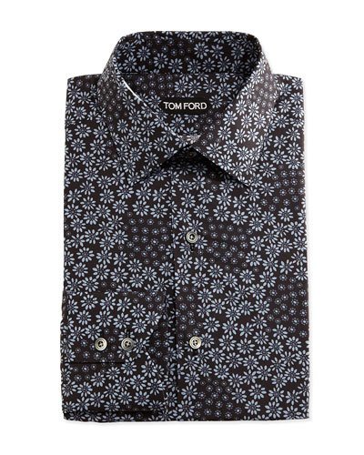 Tom Ford Classic Fit Multi-floral Print Shirt, Black/blue In Navy ...