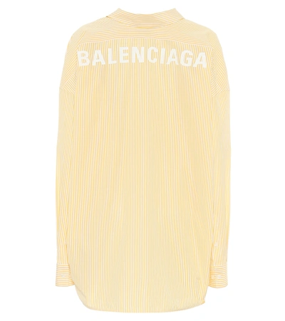 Balenciaga Oversized Striped Cotton Poplin Shirt In Yellow