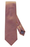 Eton Microdot Silk Tie In Yellow/orange