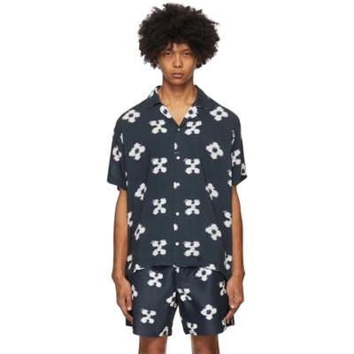 Saturdays Surf Nyc Canty Ikat Floral Short Sleeve Button-up Camp Shirt In Blue