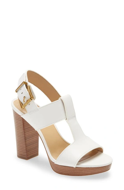 Michael Michael Kors Becker Block Heel Platform Sandal In Optic White Leather