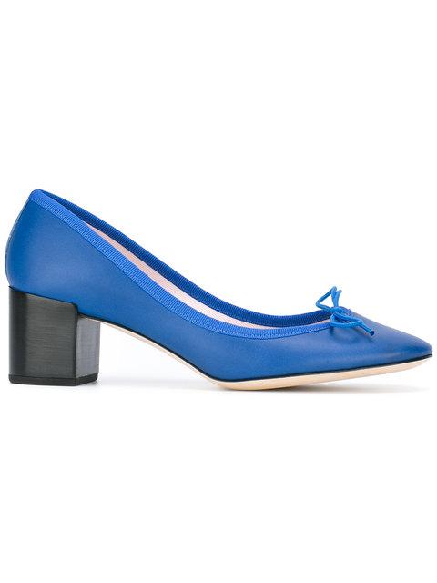 repetto farah leather block heel pump