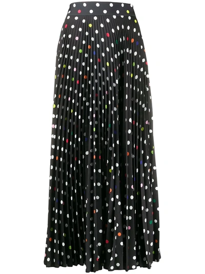 Christopher Kane Pleated Polka-dot Twill Midi Skirt In Black