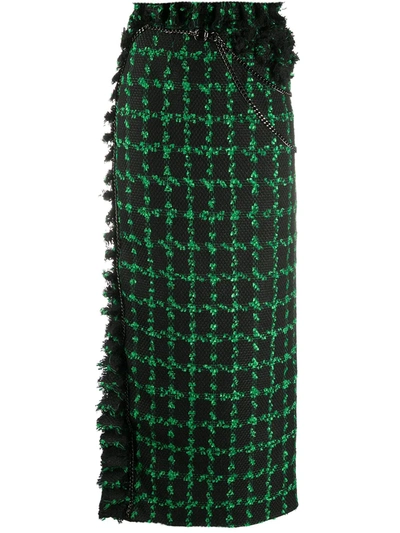 Loulou Frayed Check Skirt In Black