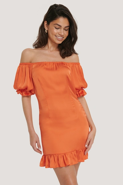 na kd orange dress NA-KD x Elin Warnqvist mesh maxi dress in orange ombre print