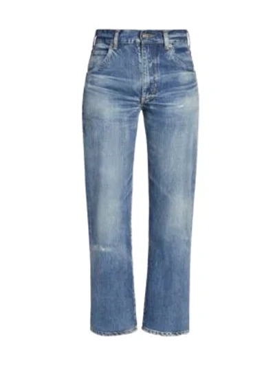 Saint Laurent 70s Cropped Jeans In Blu