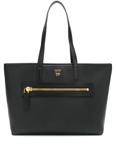 Tom Ford Medium East/west Zip Tote Bag In Black