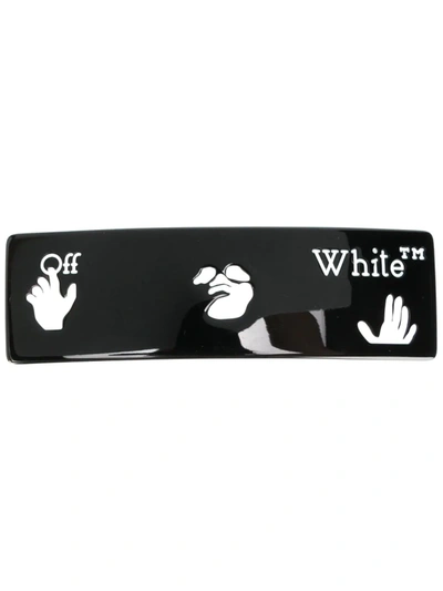 Off-white Graphic-print Hair-clip In Black