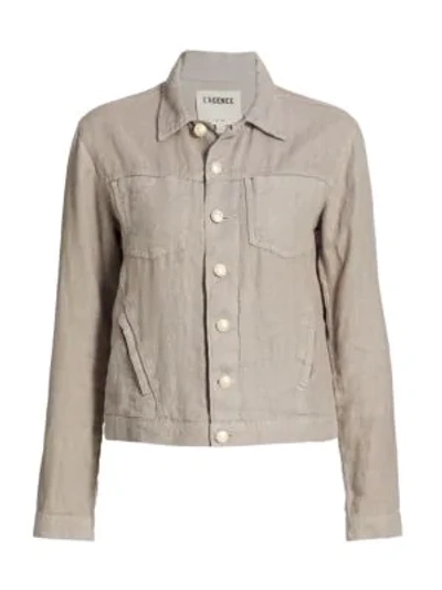 L Agence Celine Linen Jacket In Olive/army