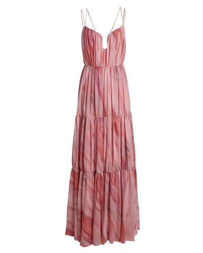 Aiifos Madeleine Pleated Sleeveless Maxi Dress In Pink