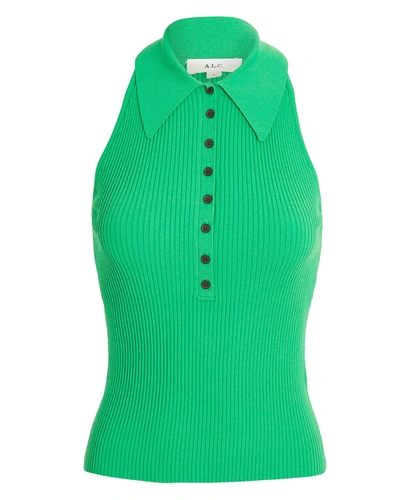 A.l.c Asher Sleeveless Knit Polo Top In Green