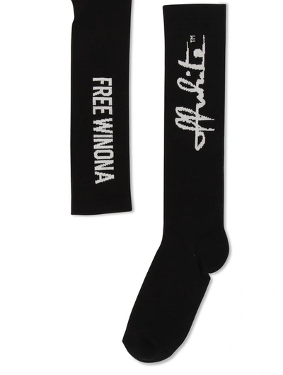 Off-white Sentences Socks In Black White