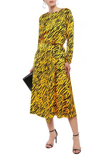 Love Moschino Zebra-striped Crepe Satin Maxi Dress In Dark Yellow