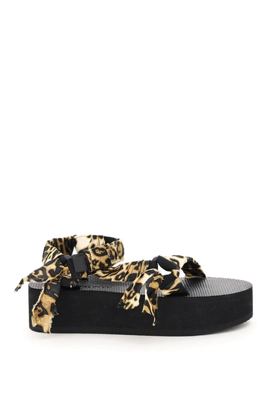 Arizona Love Trekky Leopard-print Wedge Sandals In Brown,black