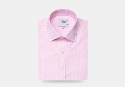 Ledbury Men's Pale Pinkgingham Poplin Dress Shirt Classic Cotton