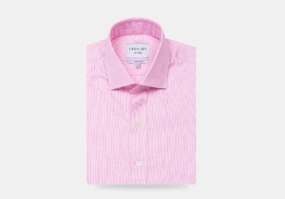 Ledbury Men's Pink Danvers Houndstooth Dress Shirt Cotton