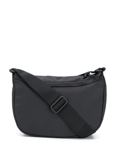 Ganni Recycled Tech Fabric Front Zip Shoulder Bag In Black