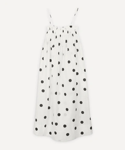 Ganni Polka-dot Strappy Dress In White