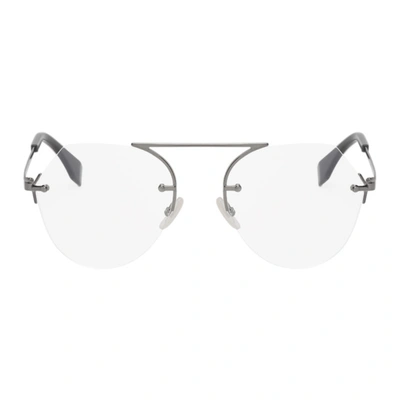 Fendi Gunmetal Aviator Glasses In 0kj1dk Rut