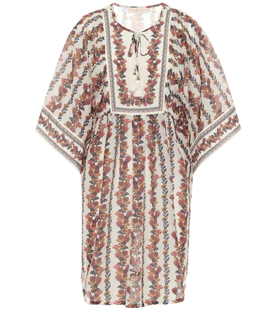 Tory Burch Tropical Print Cotton & Silk Cover-up Tunic Dress In Multicolor