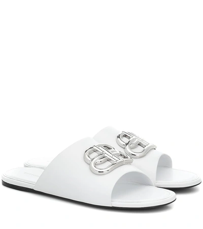 Balenciaga Women's Oval Bb Mule Sandals In White