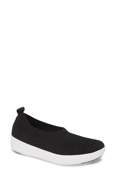Fitflop Uberknit Slip-on Sneaker In Black White