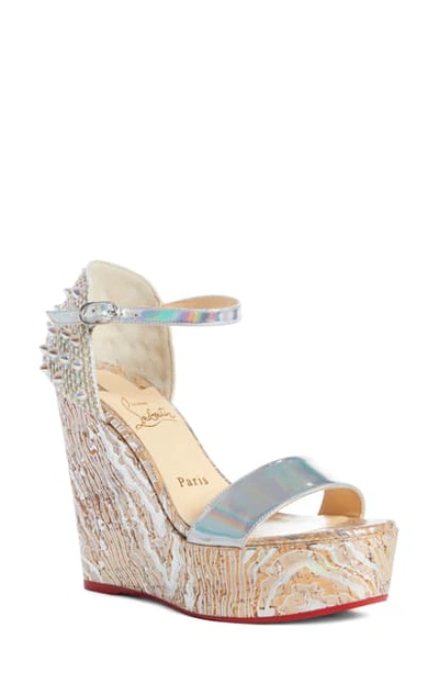 Christian Louboutin Bellamonica 120 Wedges In Silver Leather