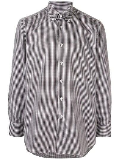 Brioni Check Button-down Shirt In White