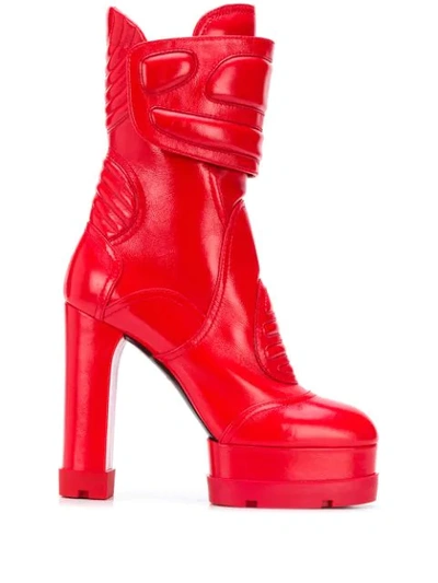 Casadei Motox 130 Panelled Boots In Red