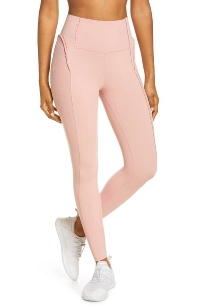 Nike Yoga Luxe Women's Infinalon Ruffled 7/8 Leggings In Rust Pink/ Particle Beige