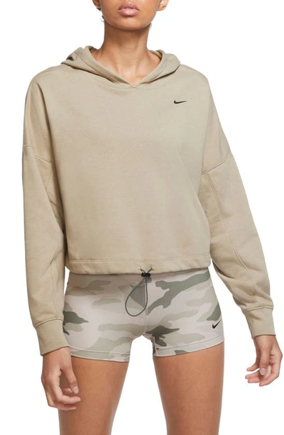 Nike Dri-fit Icon Clash Women's Cropped Training Hoodie In Mystic Stone/ Black