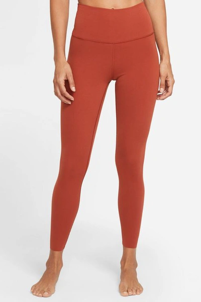 Nike Yoga Luxe Women's High-waisted 7/8 Infinalon Leggings In Firewood Orange,claystone Red