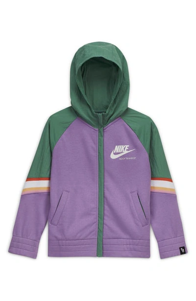 Nike Sportswear Heritage Big Kids' Full-zip Hoodie In Violet Star