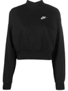 Nike Sportswear Essential Fleece Mock Neck Sweatshirt In Black/ White