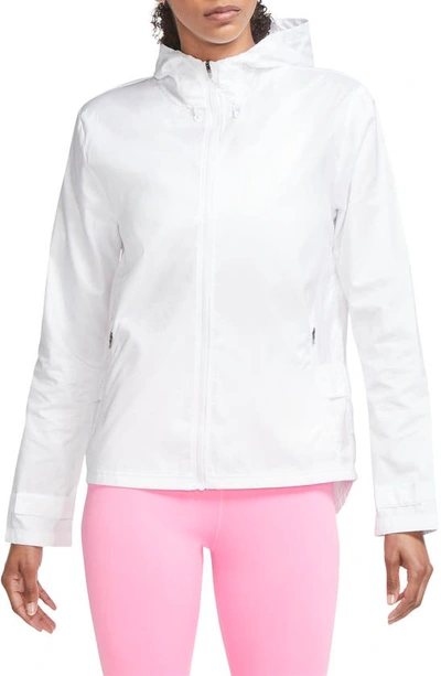 Nike Women's Essential Water-repellent Runnning Jacket In White/ Reflective Silver