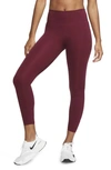 Nike One Luxe Women's Mid-rise 7/8 Leggings In Dark Beetroot,clear