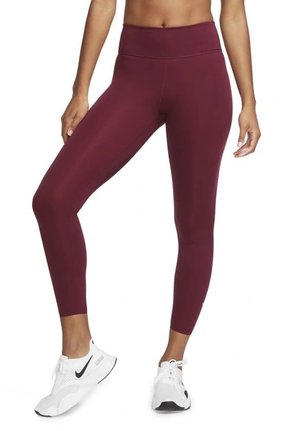 Nike One Luxe Women's Mid-rise 7/8 Leggings In Dark Beetroot,clear