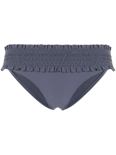 Tory Burch Costa Ruffle Bikini Bottoms In Dark Blue